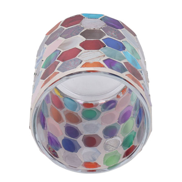 Ljusstake i glas, modern europeisk färgad hexagonal mosaik, ljusstake för heminredning och middagsdekoration