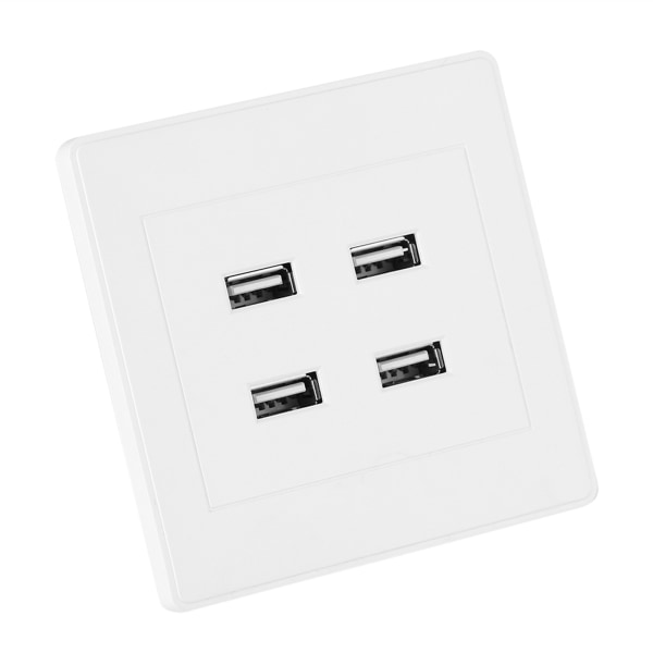 4 USB-porter DC 5V Hjemmekontor Elektrisk Veggmontert Strømuttak Laderuttak (110~250V)