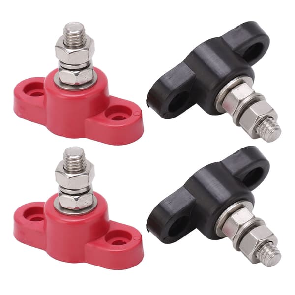 4 stk. batteriterminalblokke 12V 24V sikre rød sort strømstuds batterisamleblok