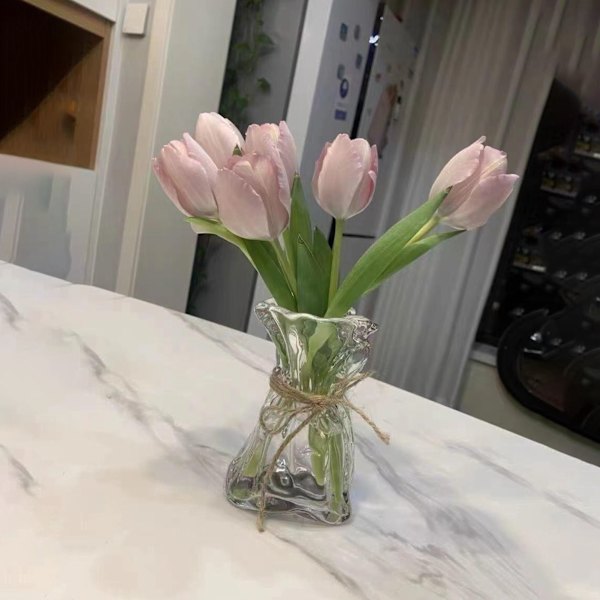 Plisserad glasvas Ljuslyx Hydroponisk vas Vardagsrum Matsalsbord Torkad blomma Vas Blomsterarrangemang Prydnader