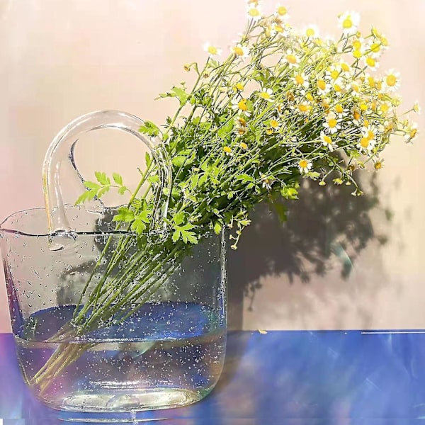 Klar glas handväska formad vas för hem bröllop dekor kanarie gul