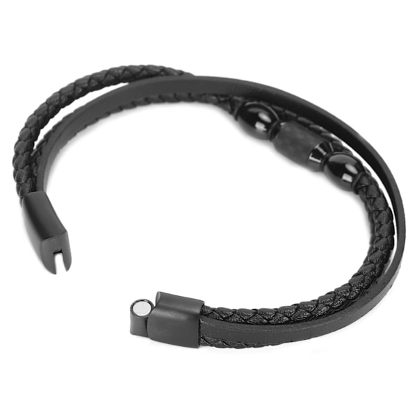 Enkel flätat armband i flera lager för män, PU-läder, modernt armband, smyckesaccessoar