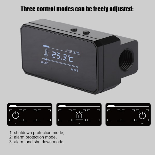 Intelligent Vattentemperatur Skydd Multi Mode OLED Display Övervakning Termometer(Svart )