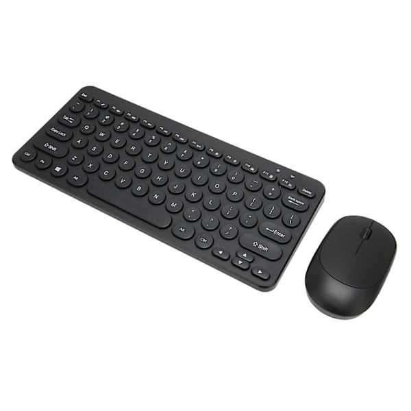 2.4G trådlöst tangentbord Mus Combo 78 Key Retro Rund Keycap Mute-knappar Ergonomi Mus och tangentbord för Business Office Svart
