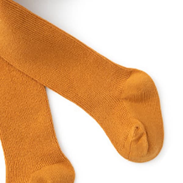 Børneleggings med fødder, bløde, varme, moderigtige strømper til børn til forår, efterår, orange gul S 18-20 højde 27,6-31,5 tommer, egnet til 0-1 år