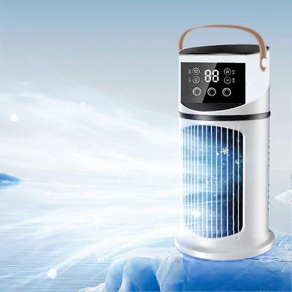 Bærbar Aircondition Luftfugter Ventilator - USB Køleventilator med 9 Justerbare Niveauer til Soveværelse, Stue & Sommer White