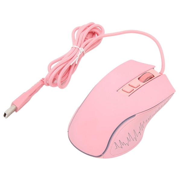 Gamingmus USB2.0 4 justerbar DPI RGB bakgrunnsbelyst ergonomisk design optisk sensor bærbar mus for spillkontor Hjem Rosa