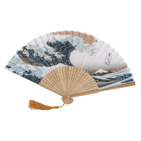 Elegant Janpanese Style Painted Waves Retro Bamboo Folding Fläkt Hemkontorsdekoration(#1)