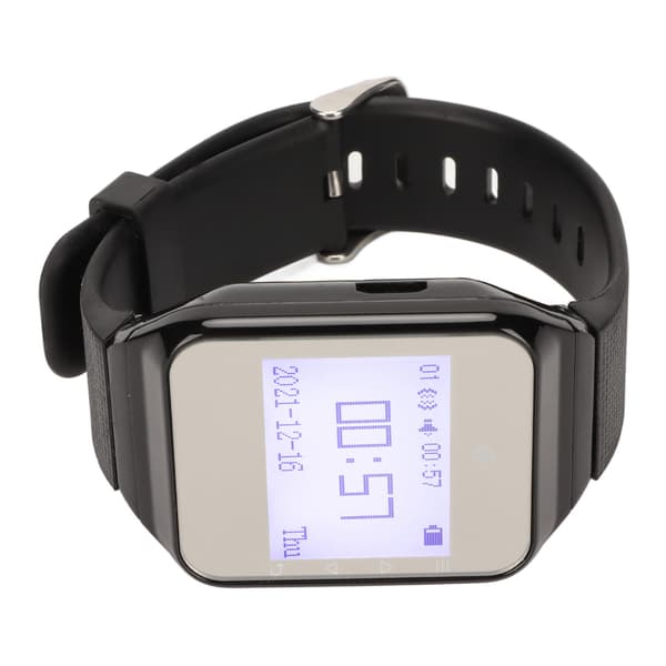 Ur-pager LCD-kalendervisning En-knaps alarmvibration Trådløst opkaldssystem til cateringfabrikker US-stik sort