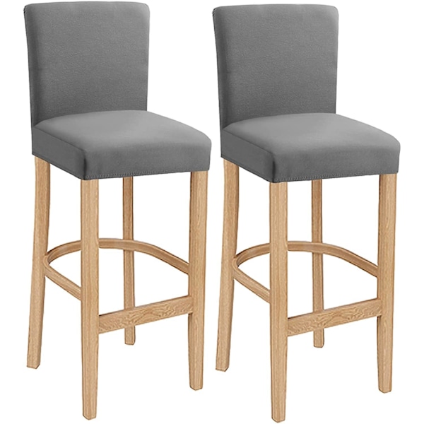 Stretchbara och tvättbara barstolsöverdrag - Ljusgrå (2 st)