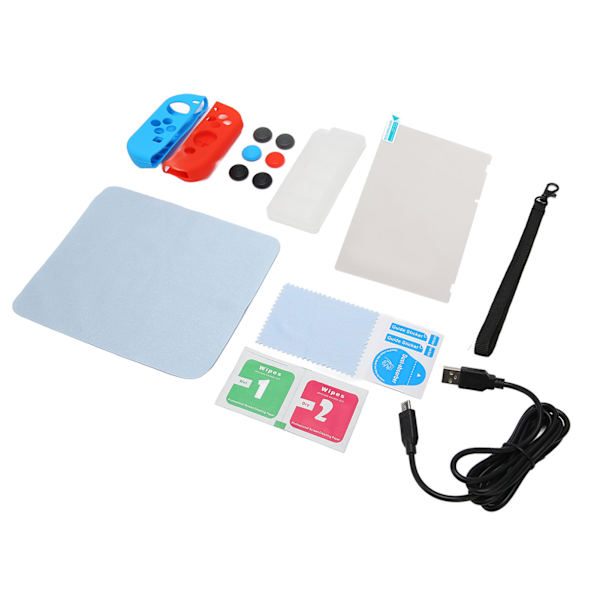 Tillbehör för Switch Family Bundle - skärmskydd, greppskydd, kortfodral, bärväska - allt i ett