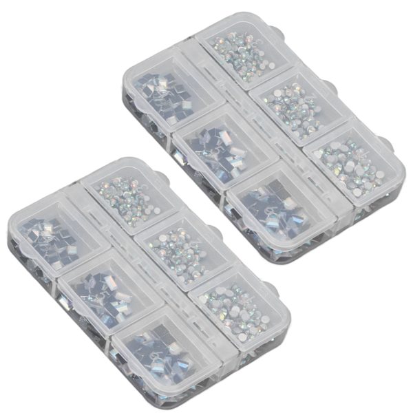 2 st 6 rutnät nagelkonst dekorationer olika former platt botten glitter manikyr prydnader för nagelsalong