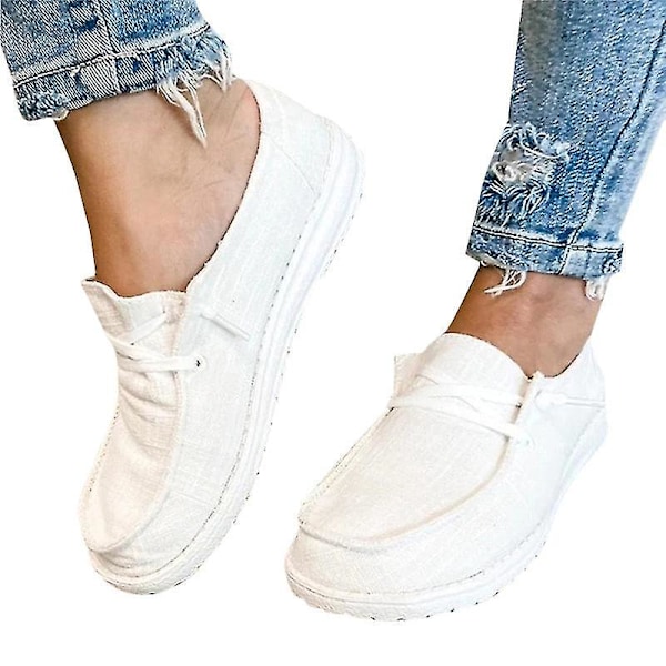 White Slip On Women's Boat Shoes Loafers Flats