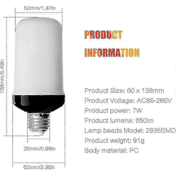 4-pack E27 Flamljuslampor 4W Bas LED Flam Effekt Lampor 4 Ljuslägen Dekorativa Inomhuslampor för Hem Trädgård Fest