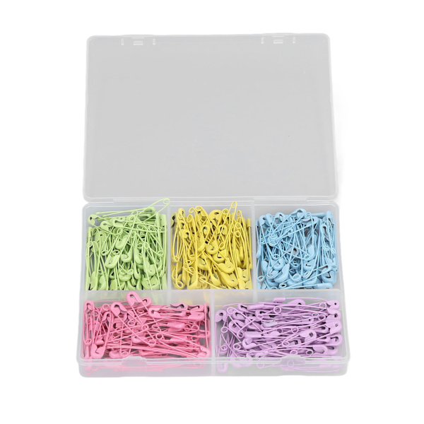 Blandade färger Säkerhetsnålar Rostfritt stål Säkerhetsnålar DIY Hantverk Blöjnålar för hushållshandverk 5 färger A Typ Enstaka låda 325PCS