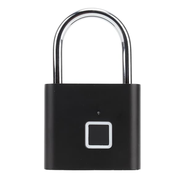 Vandtæt fingeraftryks hængelås med USB-interface og 10 fingeraftryk lagerplads - Sort