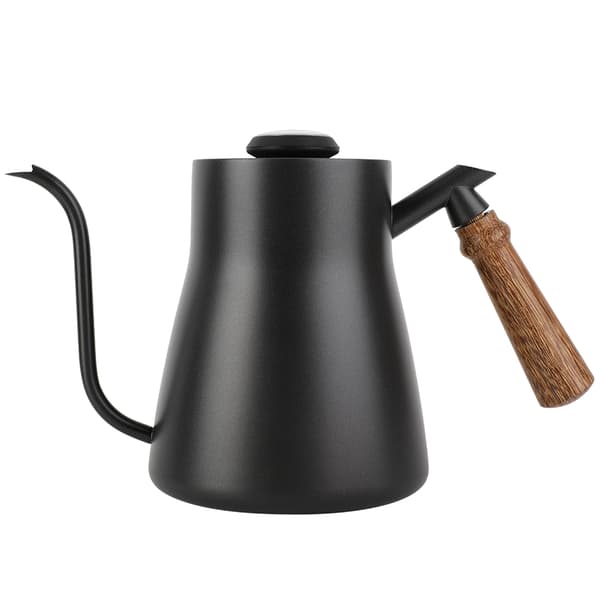 850 ml rustfri ståldryp over kaffekedel med svanenhals og træhåndtag