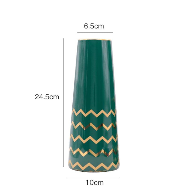 24,5 cm Maljakko Keraaminen Kullanvihreä Suuri Design koriste Vas