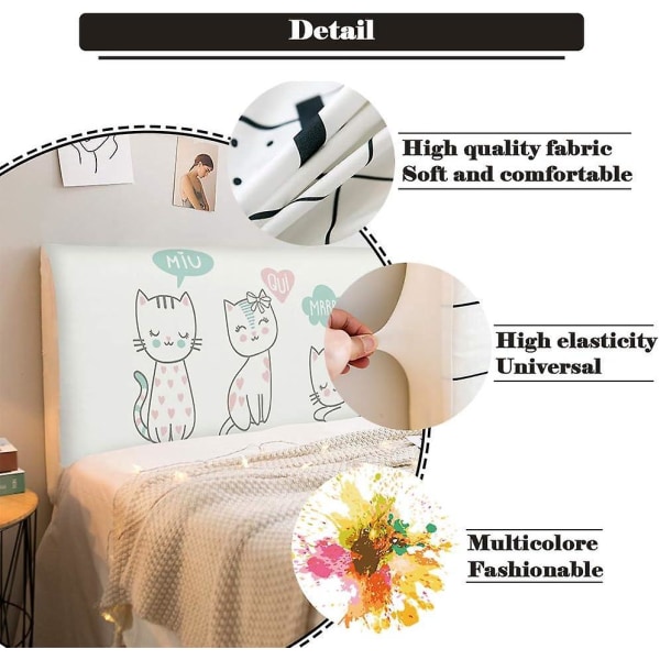 Black Cat Print Stretch cover - 120 cm - Moderni makuuhuoneen sisustus ja pölytiivis suoja