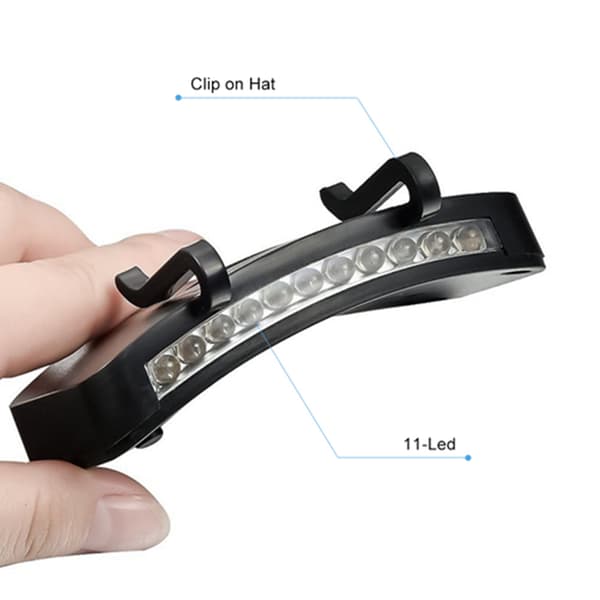 LED Kasketlys til Cykling, Vandring og Camping - Hvidt Lys, Clip-on Design [1 stk]