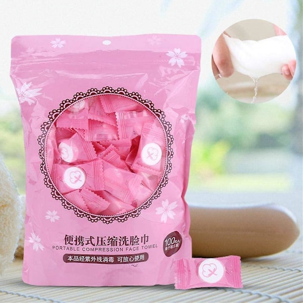 Paket med Komprimerade Handdukar av Non-Woven Bomull Resehänddukar Kompakt Magisk Engångs Multi-Användning Reseaktiviteter Utomhus Hem Pappershanddukar (100 st)