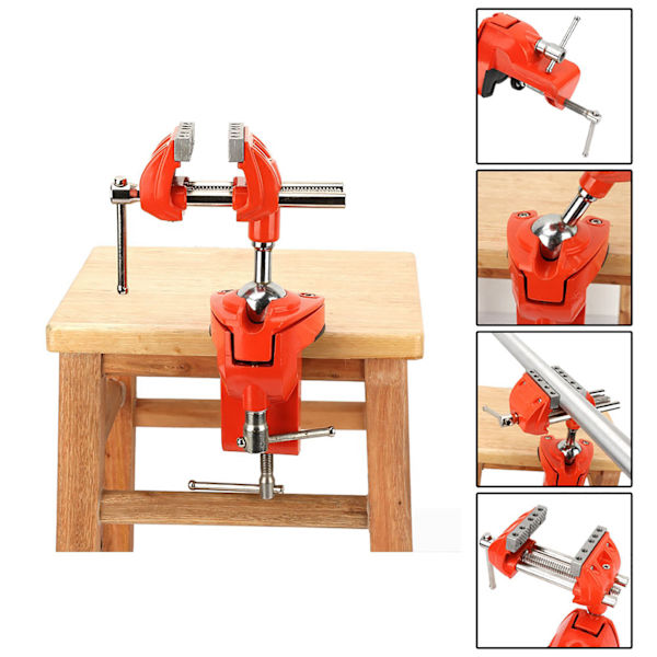 Mini 360° roterende klemme skrustikke Justerbar 70 mm kjevebredde skrustikke bordklemme for arbeidsbenk treverk
