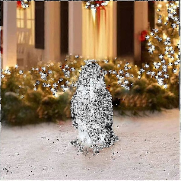 3 stk. Lysende Pingvin Juledekorasjoner Utendørs Med LED Hagelys Små