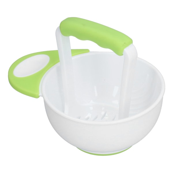 Babymat Masher Skål Set Halkskyddad Lång Skål Handtag Frukt Grönsak Puré Mash Skål med Slipning Rod