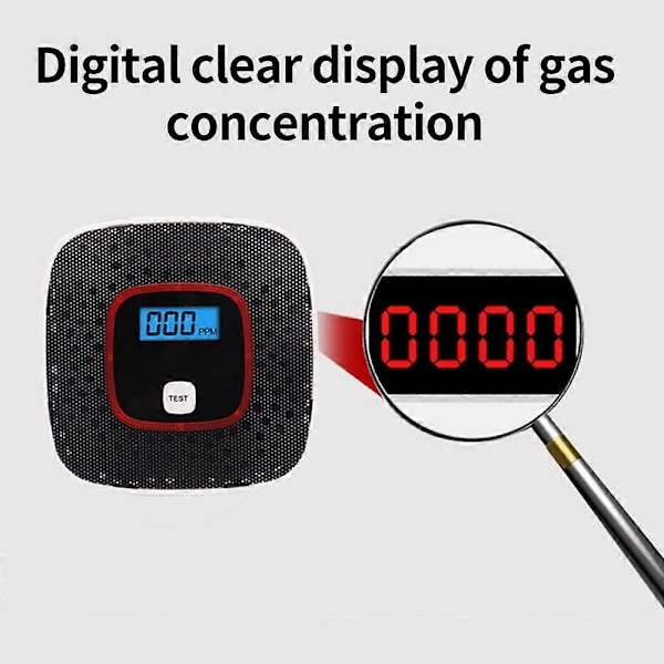 Kolmonoxidvarnare, CO-detektor med digital display, väggmonterad