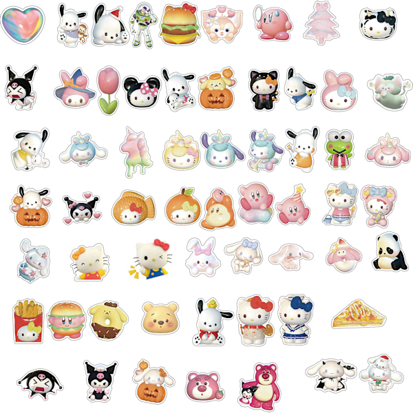 60 arkkia 3D Sanrio Jade Dog Pacha Dog KT Cat -tarroja, kannettavaan, vesikuppiin, matkatavaroihin, matkapuhelimeen, tee-se-itse-koristeluun