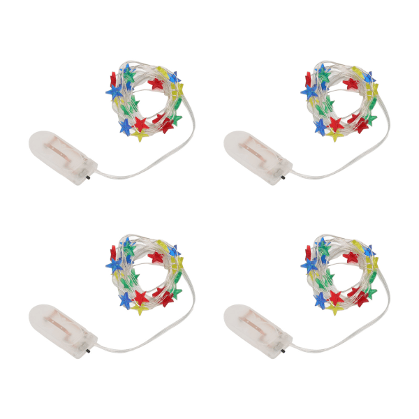 4 stk stjernesnorlys batteridrevet 20 LED-stjernelys IP44 vanntett festivaldekor snorlys 2m fargerik