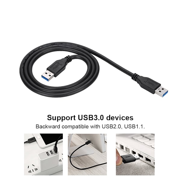 Højhastigheds USB3.0 A-han til A-han forlængerkabel panelmontering 5 Gbps (1 m)