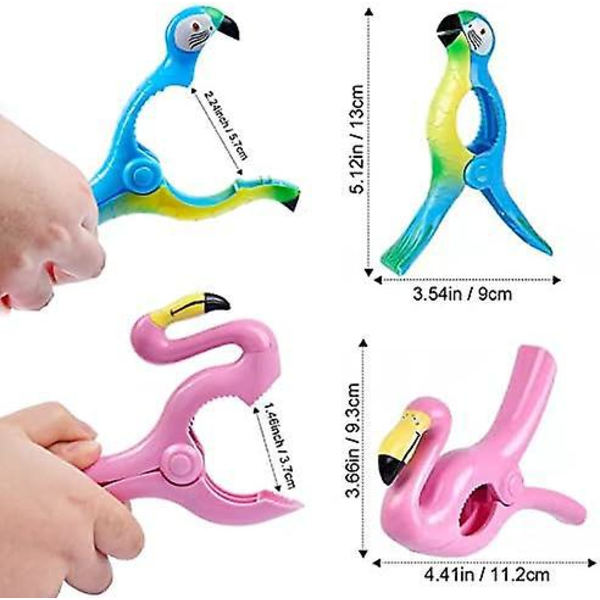 Strandhåndklæde Klips - Flamingo Papegøje Design, Heavy Duty, Jumbo Størrelse - Sæt af 2