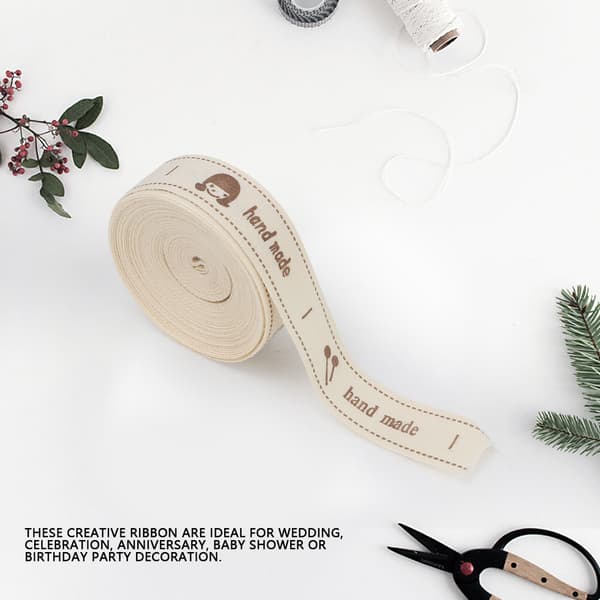 Natur Bomull Handgjorda Typsnitt Band 1,5 cm för Presentförpackning (#2)