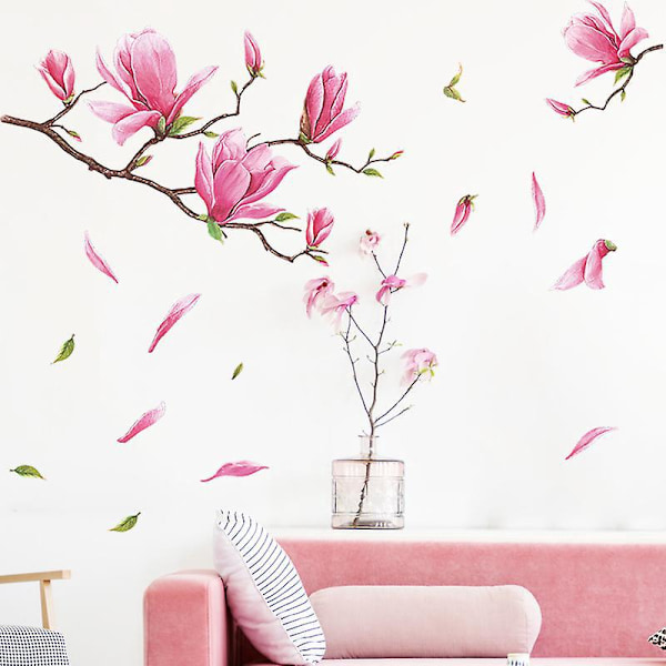 Set med 2, vackra blommiga väggdekaler, vardagsrum, rosa