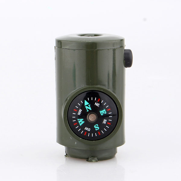 Nytt 7 i 1 Camping Survival Whistle Compass Termometer Ficklampa Magnifier Kit