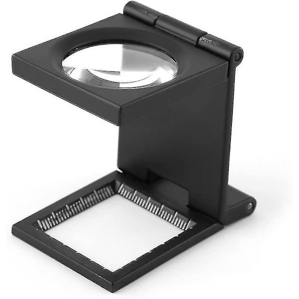 Fällbar fickförstoringsglas med 10x förstoring, handsfree belysning, bärbar fyrkantig design