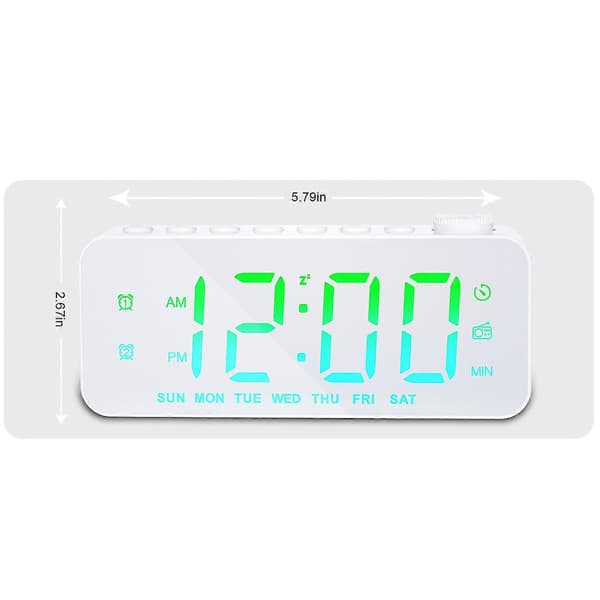 RGB Digital Alarm Clock Radio with Large Screen, Adjustable Brightness and Volume, Dual Alarms with Weekday/Weekend Mode