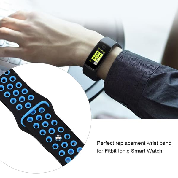 Silikone Sportsarmbånd Erstatning til Fitbit Charge2 Farverem Sort og Blå