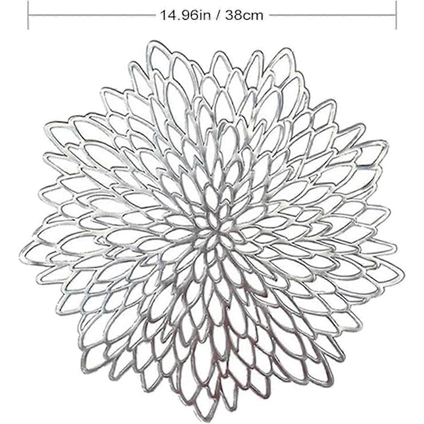 Lämplig 4-pack Silver Bordstablett, Utskuren Rund Bordstablett, Runda Bordstabletter Plast Bordsmatta