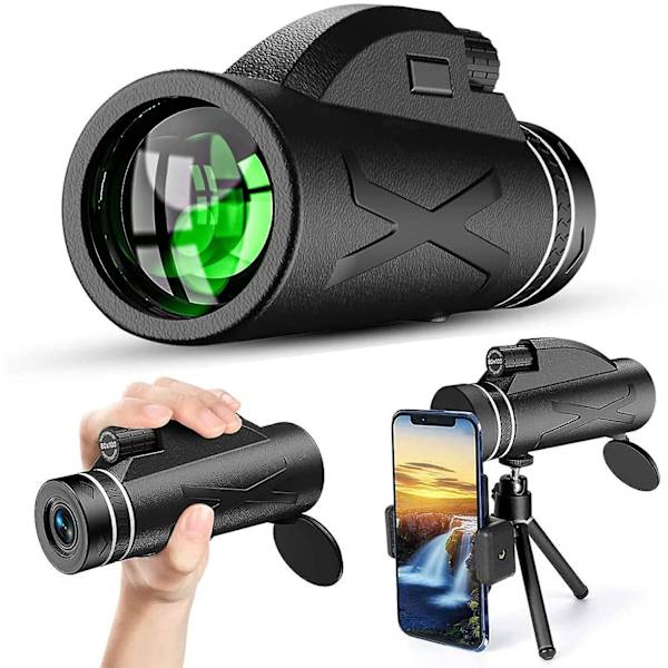 Højtydende vandtæt HD monokulær kikkert med smartphoneholder og stativ - ideel til boldspil og sightseeing