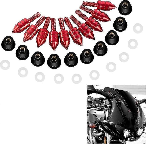 10st/set Motorcykel Vindruteskruvar Mutterbrickor Kit Vindrute Panel Monteringsdetaljer Modifierade Delar Dropshipping Röd