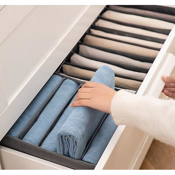 Klesarrangør, sammenleggbar skuffoppbevaringsboks for jeans, vaskbar klesarrangør med jeansrom 120g grå