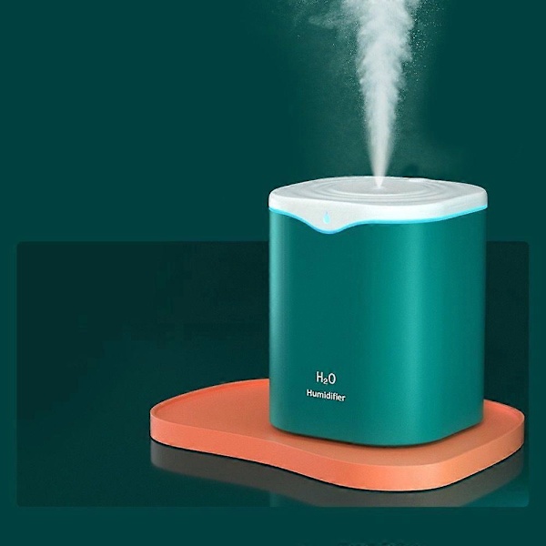 2000ML USB Skrivebordsfukter med Dobbel Spray for Aromaterapi og Hudpleie Kjølig Tåke Luftrenser for Hjem og Kontor 1 Sprayport Grønn
