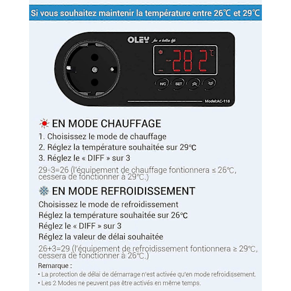 Terrarium Termostat, Termostatkontakt for kjøling og oppvarming, Reptiltermostat for slanger, skilpadder, øgler, gekkoer og andre reptiler