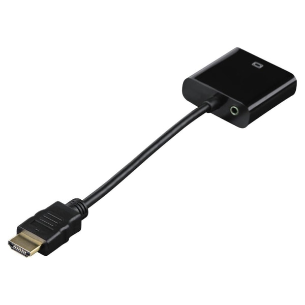 Lydadapter (HDMI til VGA, til ældre projektorer med VGA-indgang, Full HD, inkluderer lydoverførsel (line out), guldbelagt stik) Sort