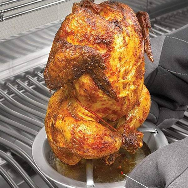 Vertikalt spett i rostfritt stål Brasiliansk grillställ för grillning Kyckling grillställ