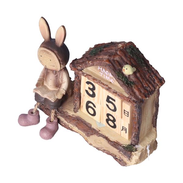 Kanin hus kalender söt tecknad trä block hem dekoration kalender för skrivbord kontor