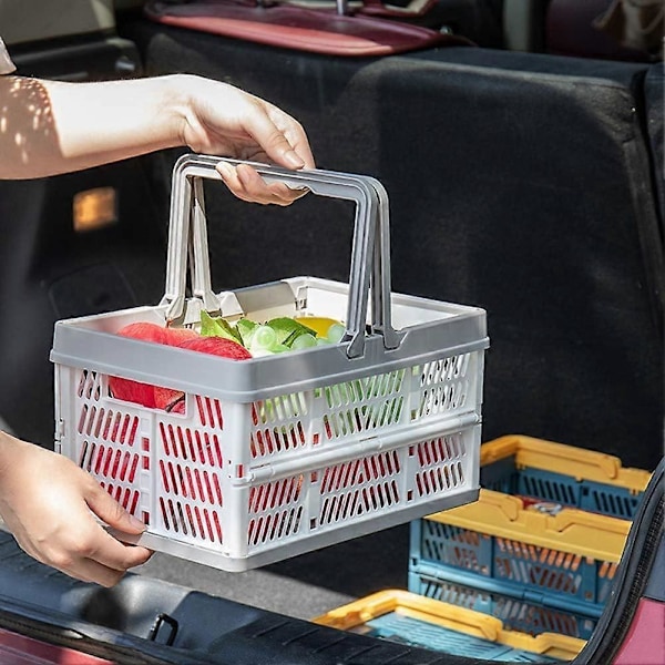 Sammenleggbar plastkurv, oppbevaringskurv med håndtak for camping, reise, shopping