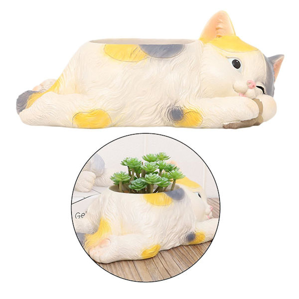 Katt Suckulent Växtkrukor Tecknad Blomkruka Trädgård Hem Skrivbordsdekor Stil4